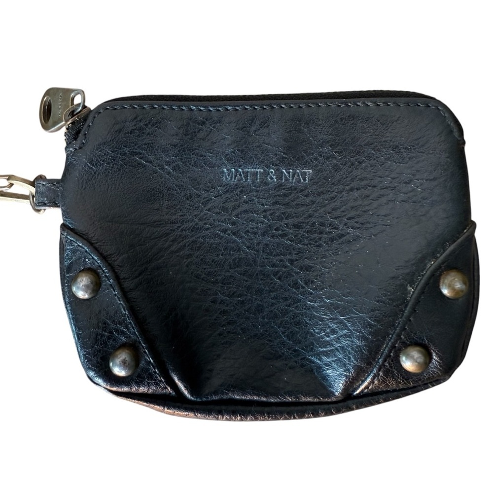 MATT & NAT Black Vegan Faux Leather Wallet Change Purse Wristlet Studs Edgy